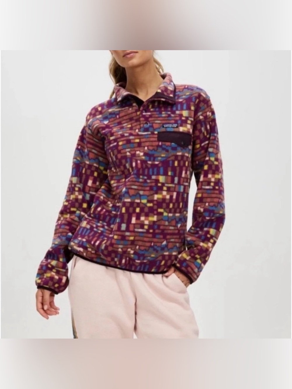 Patagonia Synchilla Snap-T Fleece Pullover Fitz Roy Patchwork Night Plum Medium